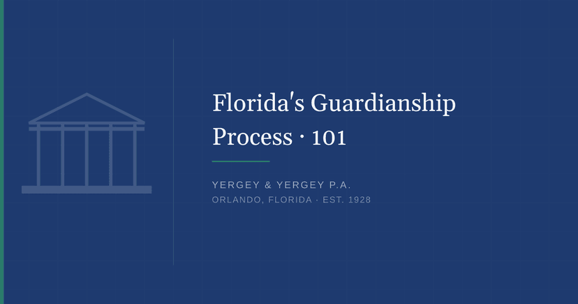 Title card: "Florida's Guardianship Process · 101"