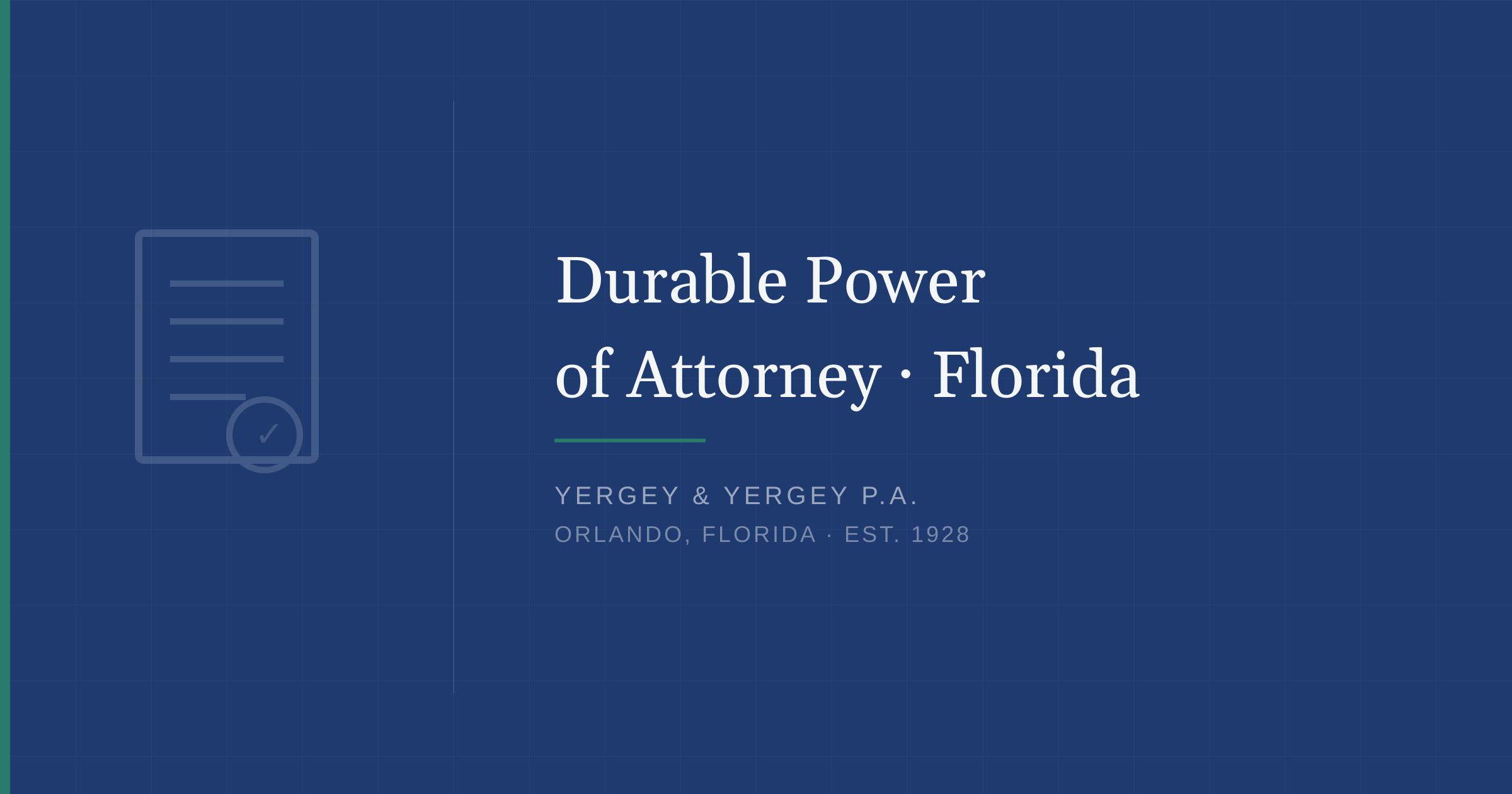 Title card: "Durable Power of Attorney · Florida"