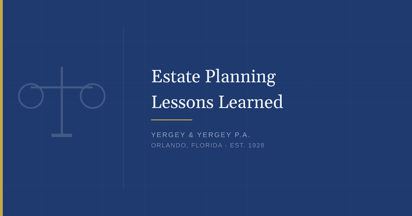 Title card: "Estate Planning Lessons Learned"