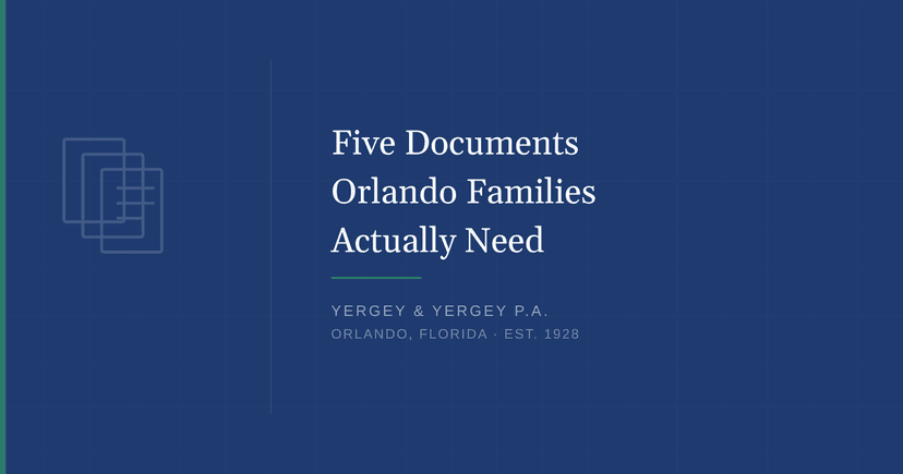 Title card: "Five Documents Orlando Families Actually Need"