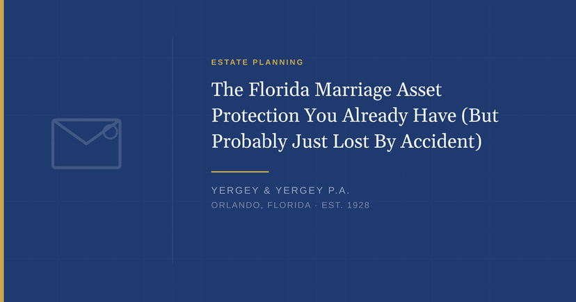 Title card: "The Florida Marriage Asset Protection You Already Have (But Probably Just Lost By Accident)"