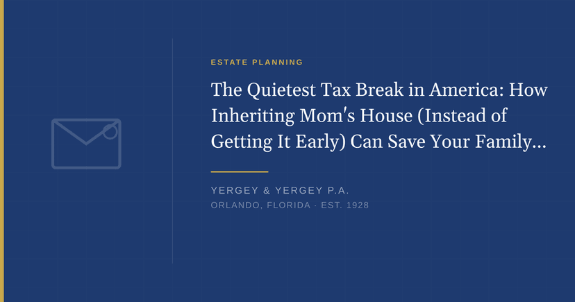 Title card: "The Quietest Tax Break in America: How Inheriting Mom's House (Instead of Getting It Early) Can Save Your Family..."