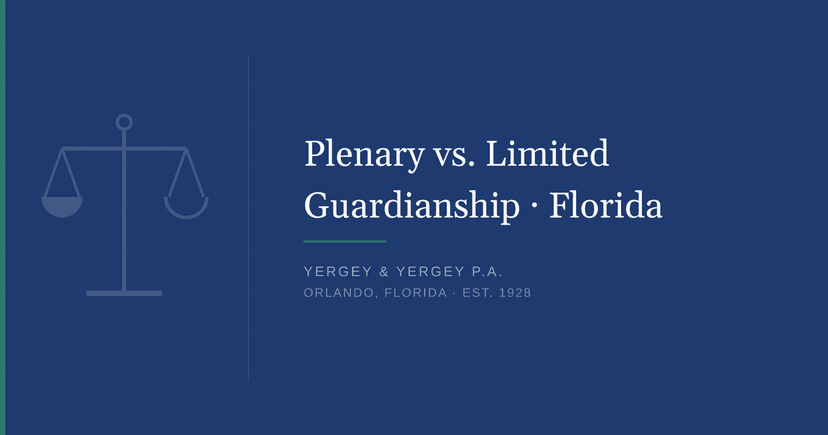 Title card: "Plenary vs. Limited Guardianship · Florida"