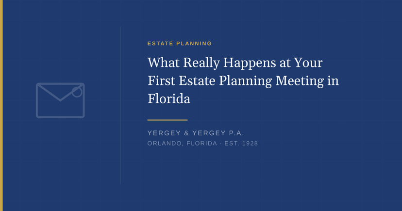 Title card: "What Really Happens at Your First Estate Planning Meeting in Florida"